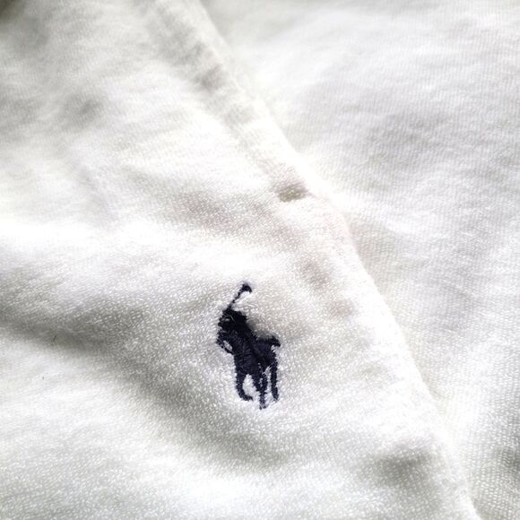 VTG THICK TERRY CLOTH Polo Ralph Lauren Mens White track sweat pants lounge sz M - Picture 2 of 10